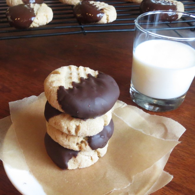 Chewy Chocolate Dipped Peanut Butter Cookies