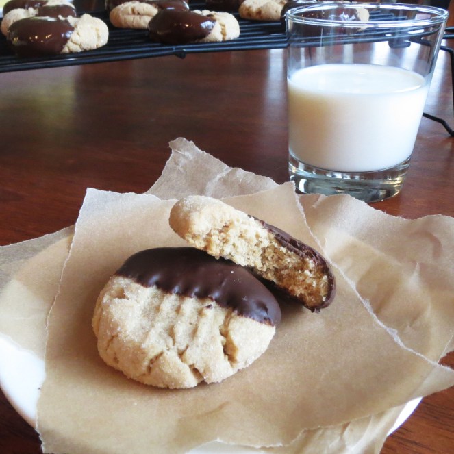 Chewy Chocolate Dipped Peanut Butter Cookies