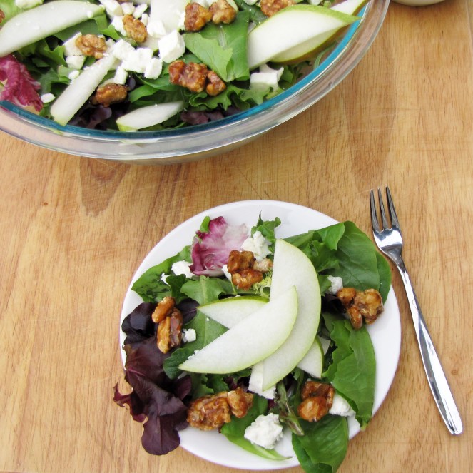 Pear and Feta Salad with the BEST Homemade Salad Dressing you will ever eat. By Rumbly in my Tumbly