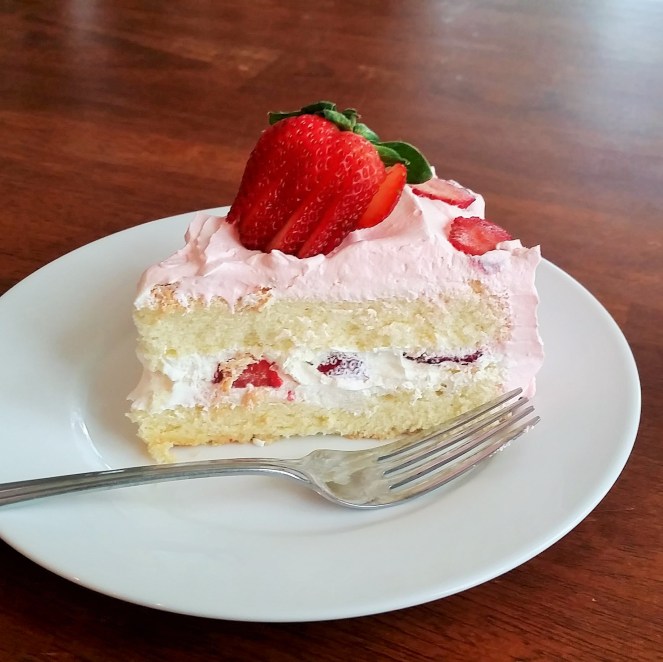 "Very Fancy" Sponge Cake with Strawberries and Whipped Cream