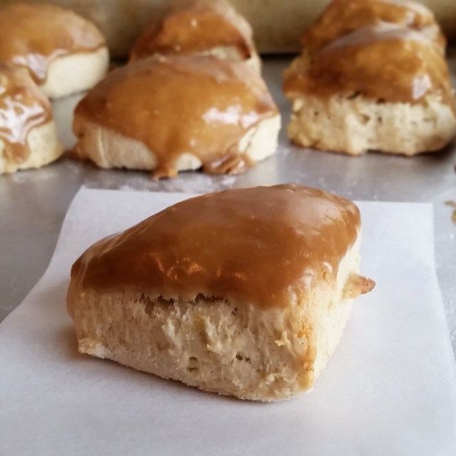 Petite Banana Bread Scones with Brown Sugar and Butter Glaze by Rumbly in my Tumbly