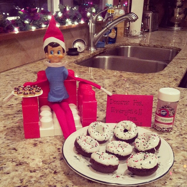 Elf fishing. This was a couple years ago. RIP Rudolph and Tarzan (our goldfish)