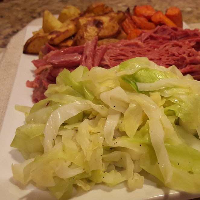 St. Patrick's Day Dinner: Corned Beef, Cabbage, and Roasted Potatoes and Carrots