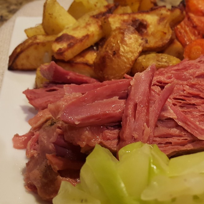 St. Patrick's Day Dinner: Corned Beef, Cabbage, and Roasted Potatoes and Carrots