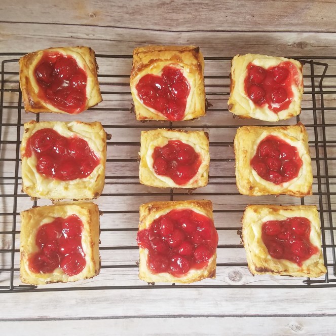 Easy Cherry Danish using frozen puff pastry.  By Rumbly in my Tumbly