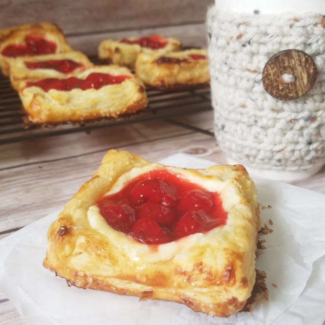Easy Cherry Danish using frozen puff pastry.  By Rumbly in my Tumbly