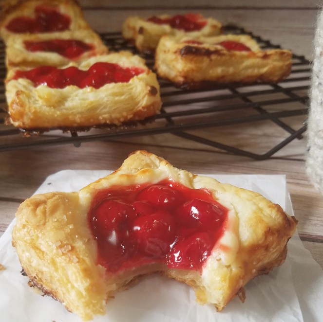 Easy Cherry Danish using frozen puff pastry.  By Rumbly in my Tumbly