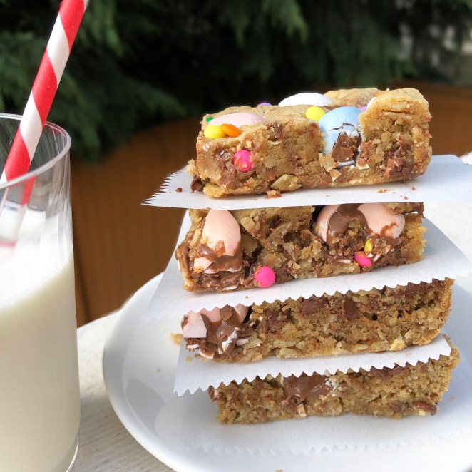 Easter Candy Peanut Butter Oatmeal Cookie Bars